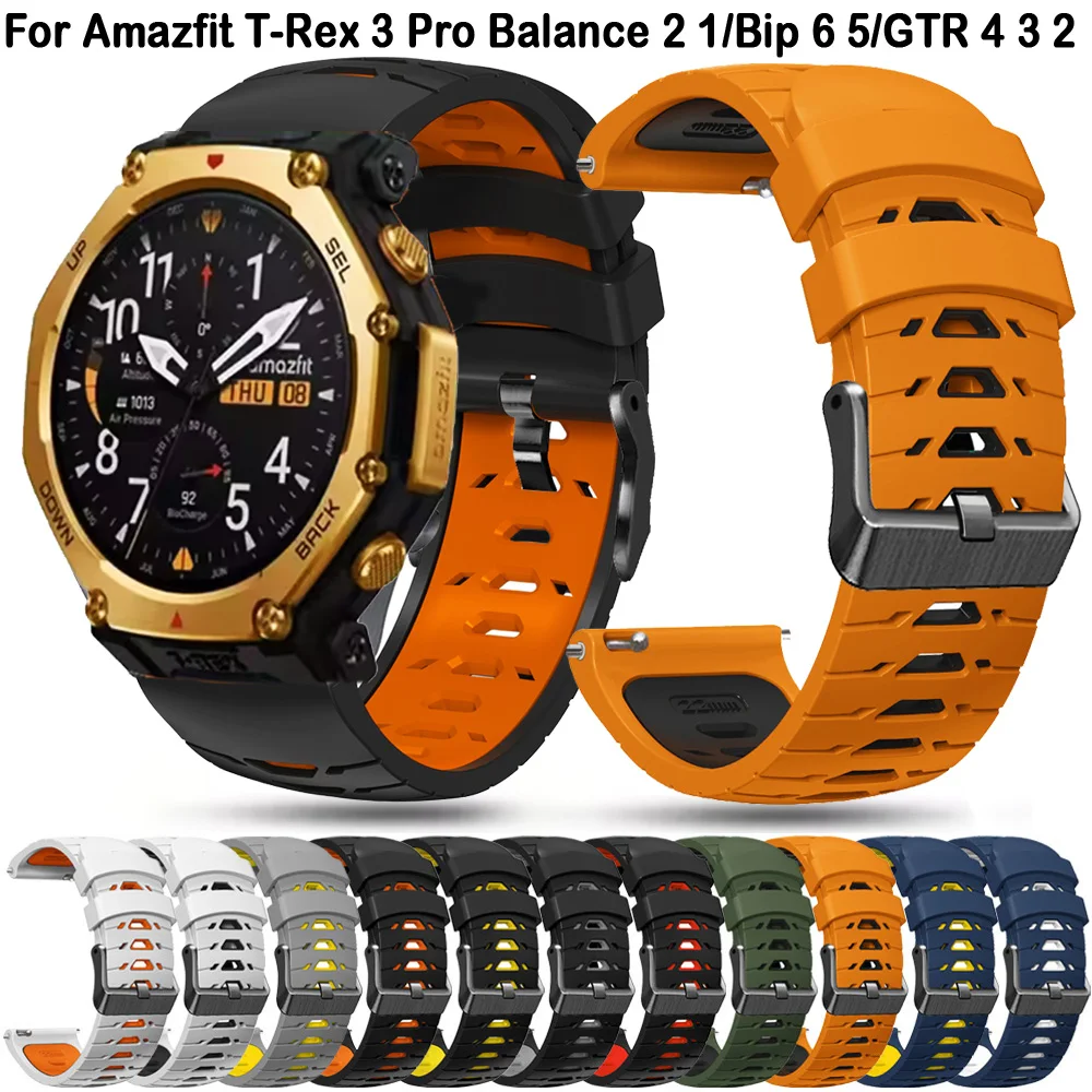Hot Sports Man Silikonarmband für Amazfit T-Rex 3 Pro Armband 22 mm für Amazfit Balance 2 1/Bip 6 5/GTR 4 3 2 Armband correa Image