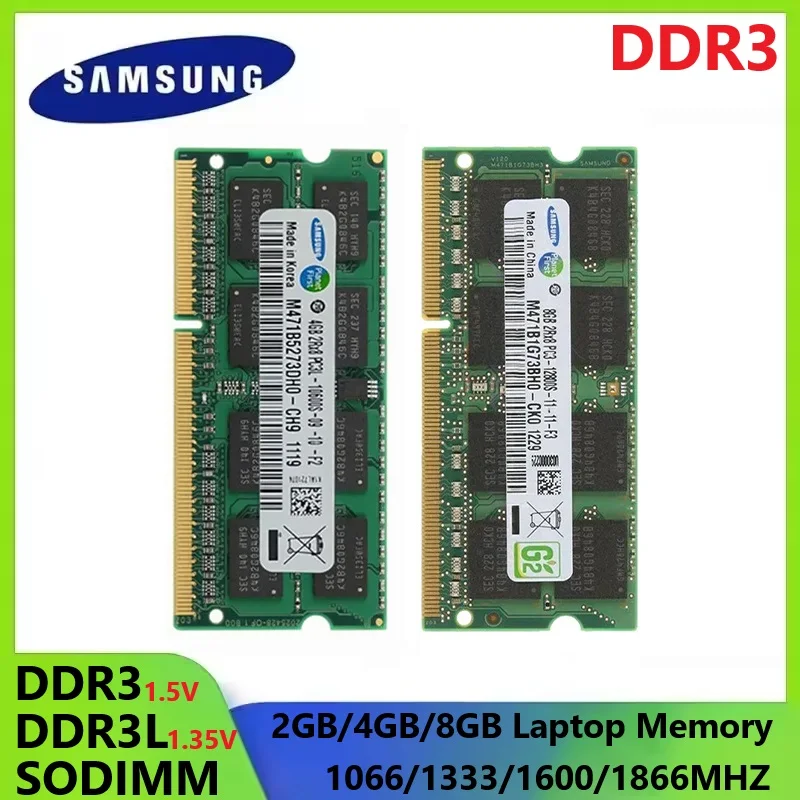 SAMSUNG Laptop-Speicher DDR3 Memoria DDR3L SODIMM Laptop-RAM 8GB 4GB 2GB Hochleistungs-Notebook Sodimm RAM 1333 1600MHz 1866MHz Image