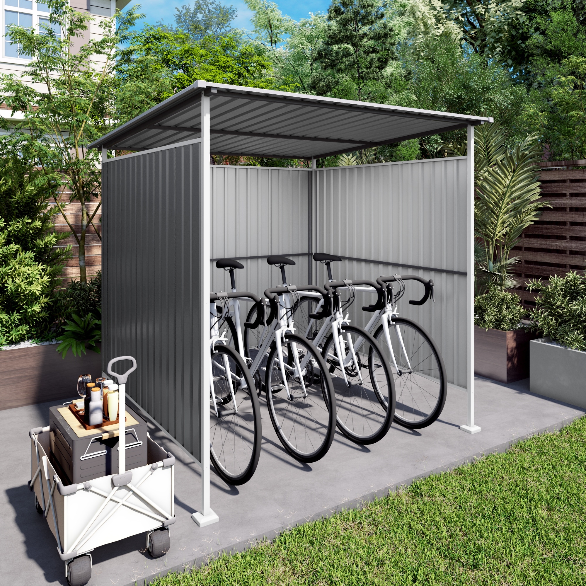 6x6FT Outdoor Pergola for Patio,Bike Storage Shed,Lean to Hardtop Grill Gazebo,Year-Round Metal Gazebo Heavy Duty Awnings