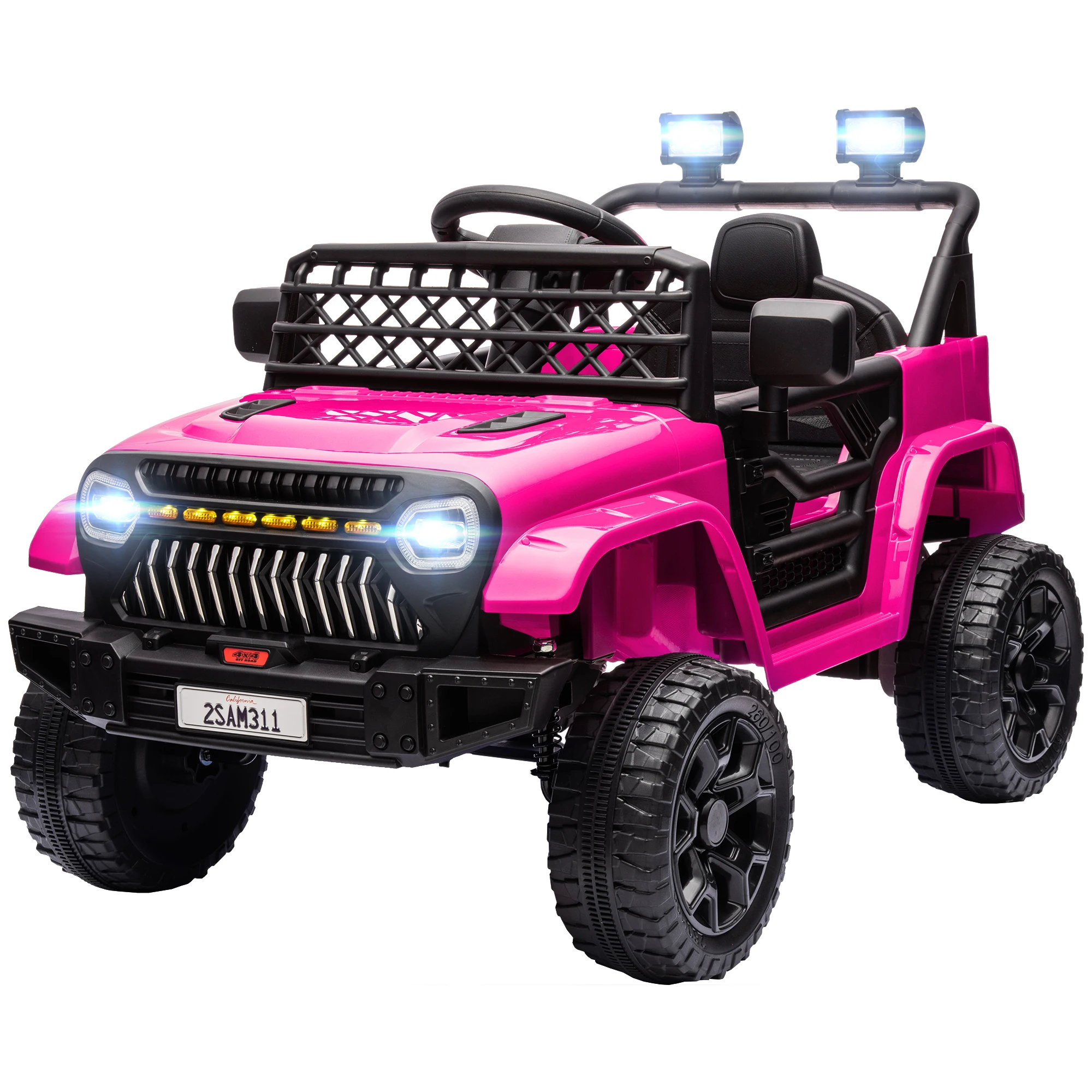 Voiture électrique pour enfants, télécommande 2,4 GHz, 2 moteurs 12 V, vitesse réglable, musique, lumière LED, noire, voiture électrique, enfants