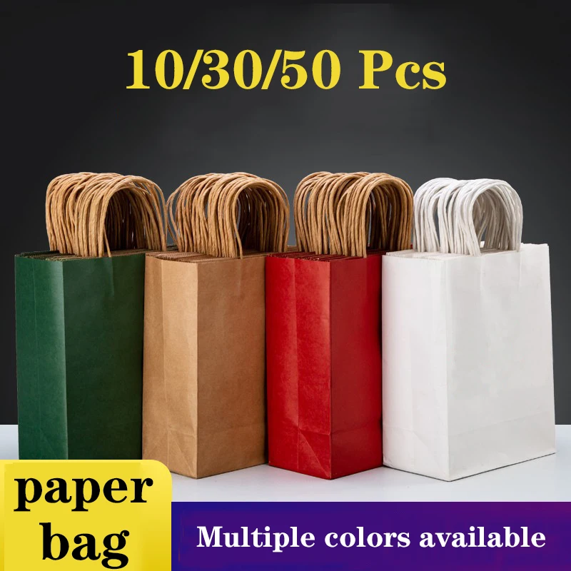 10/30/50 pezzi Sacchetti regalo per feste, Sacchetti di carta con manico, Sacchetti per gioielli, Sacchetti per la spesa, Sacchetti regalo per San Valentino e matrimoni, Sacchetti di carta colorati