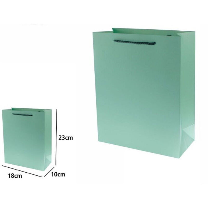 Trade Shop Traesio - Set 3 Pz Buste Borsa Regalo Sacchetti 23x18x10 Cm 69907 Verde Con Manico Cordino -