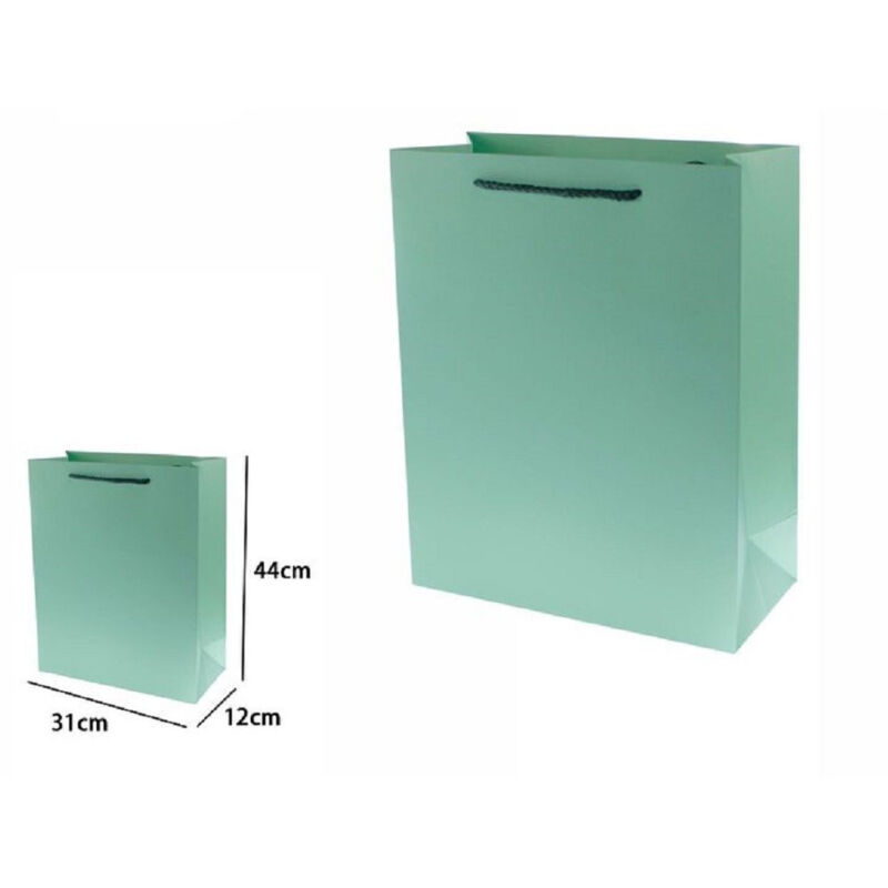 Set 3 Pz Buste Borsa Regalo Sacchetti 44x31x12 Cm 69909 Verde Con Manico Cordino - - Trade Shop Traesio