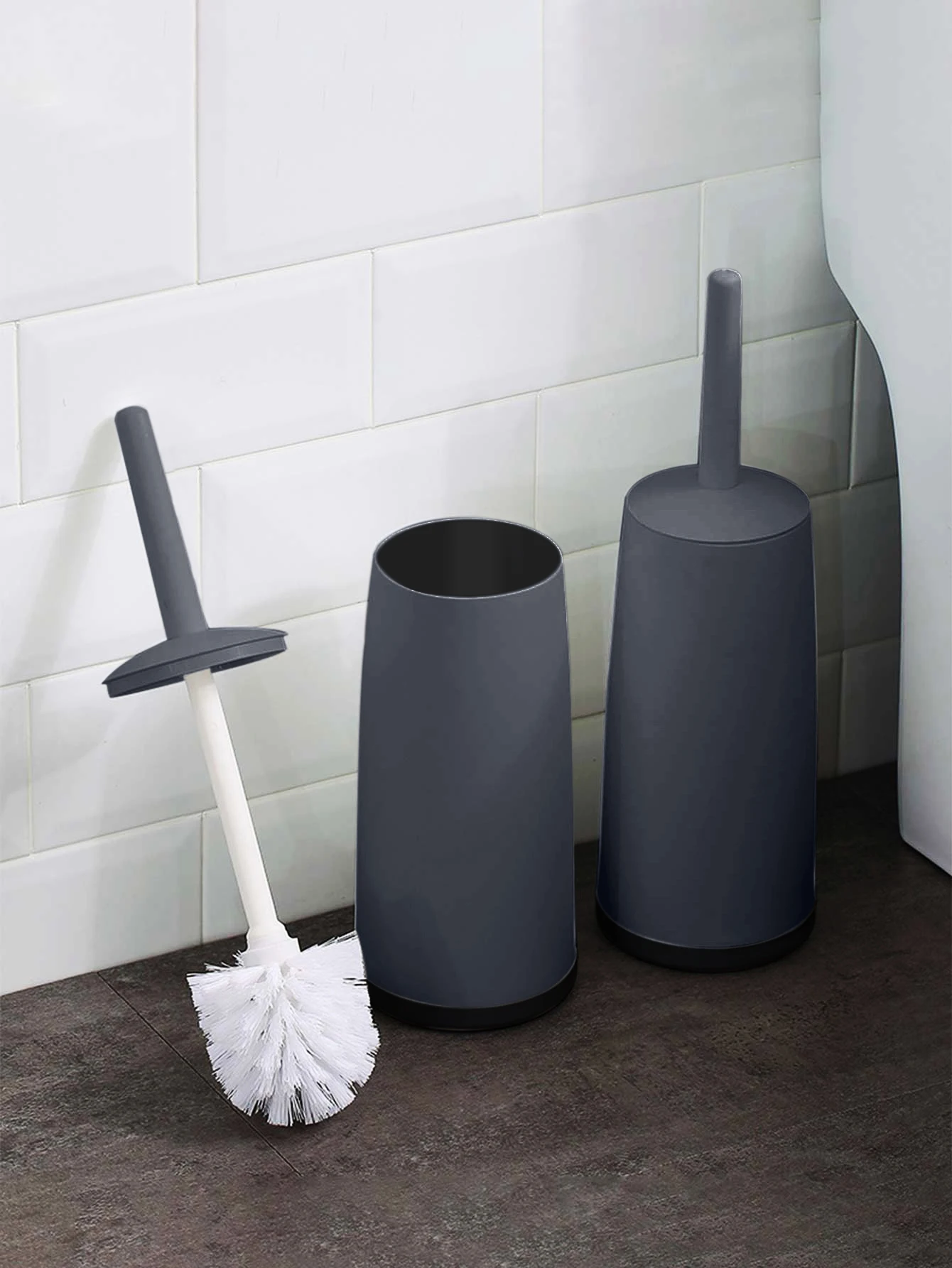WORTHBUY Kunststoff-Toiletten bürste mit stehender Basis Lang griff Toiletten reinigungs bürste für WC-Bad zubehör Reinigungs werkzeuge Image