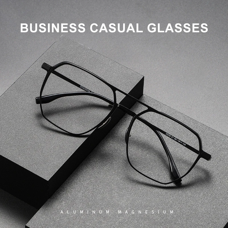 VICKY Großer Rahmen Aluminiumrahmen Titan Business Anti-Blaulicht Lesebrille Herren Damen Anpassbares Rezept ZY-20239 Image
