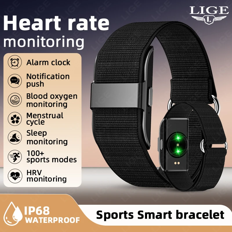LIGE Neues S01 Smart-Armband ohne Bildschirm, Herzfrequenzmesser, Schrittzähler, wasserdicht, Sport-Fitness-Tracker für Männer und Frauen, elektronisches Armband Image