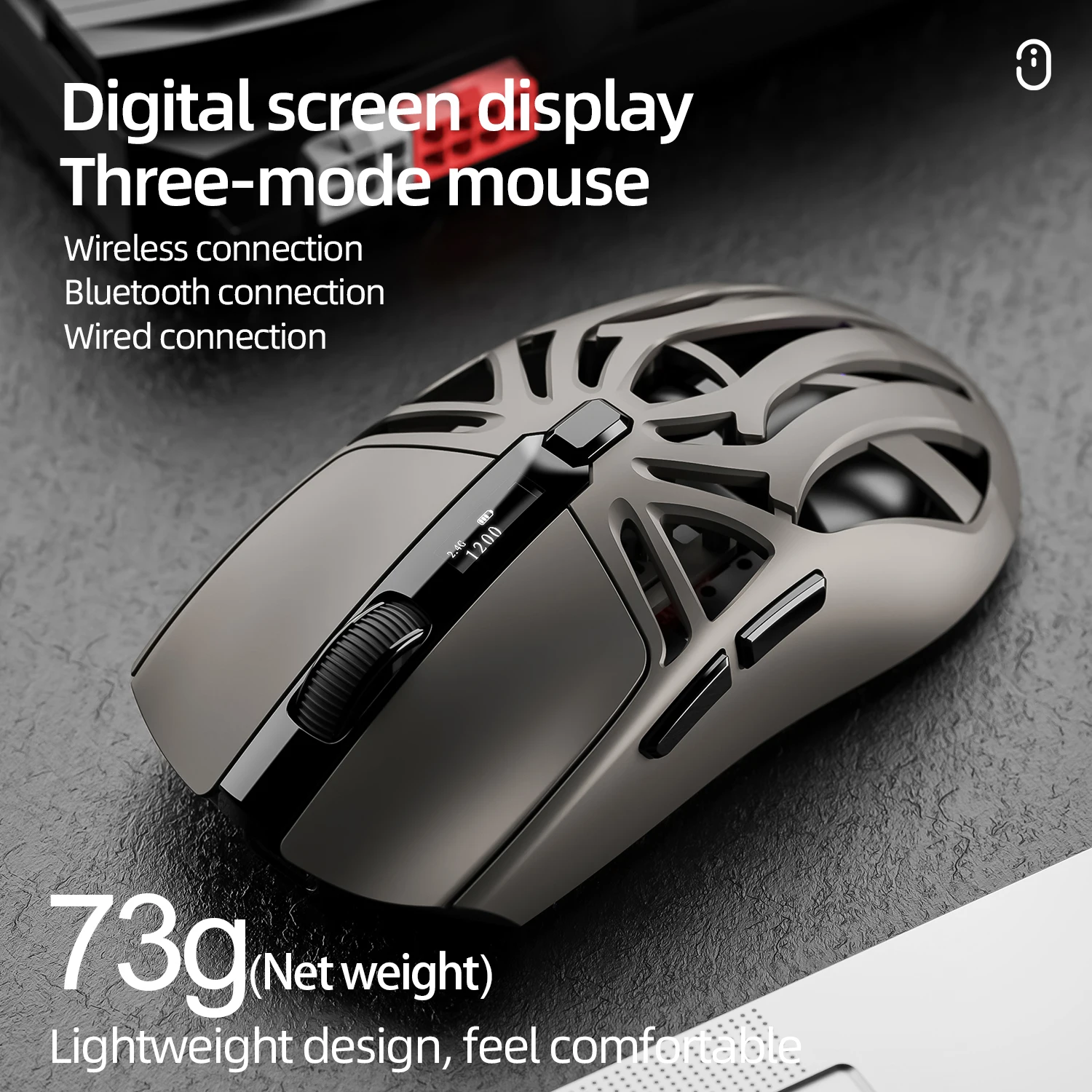 SMAILWOLF RS8 1000 Hz Bluetooth-Maus, 10000 dpi, Drei-Modus-Verbindung, leichte Makro-Gaming-Maus, Notebook-Computer Image