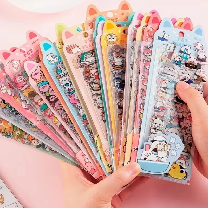 Kawaii Scrapbooking Aufkleber Fahrrad Aufkleber Geschenk Frosch Studenten Cartoon Briefpapier PET Tagebuch Aufkleber Notebook Nette Mädchen Image