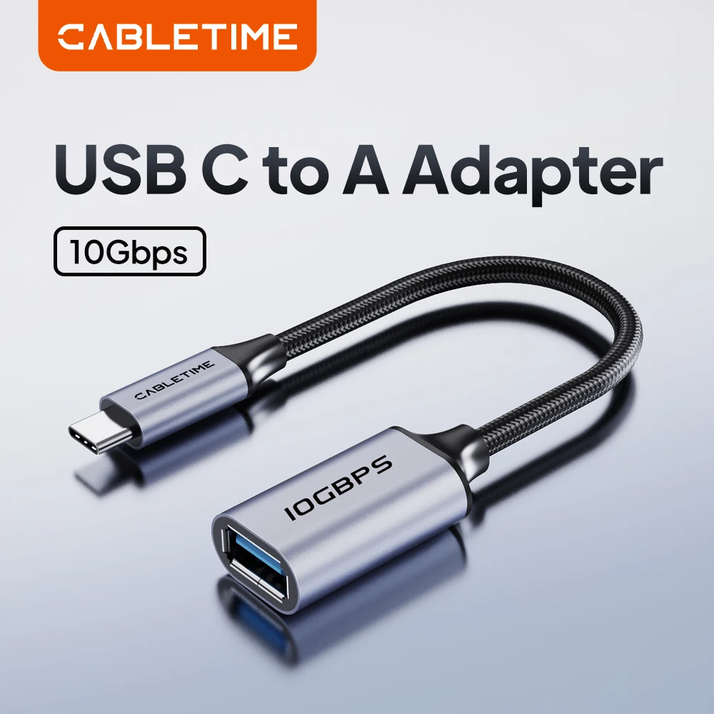 CABLETIME USB-auf-Typ-C-Adapter 10 Gbit/s USB-C 3.2 zu USB-A OTG-Adapter Typ-C-Adapter für Macbook Xiaomi Huawei iPhone 16/17 OTG Image