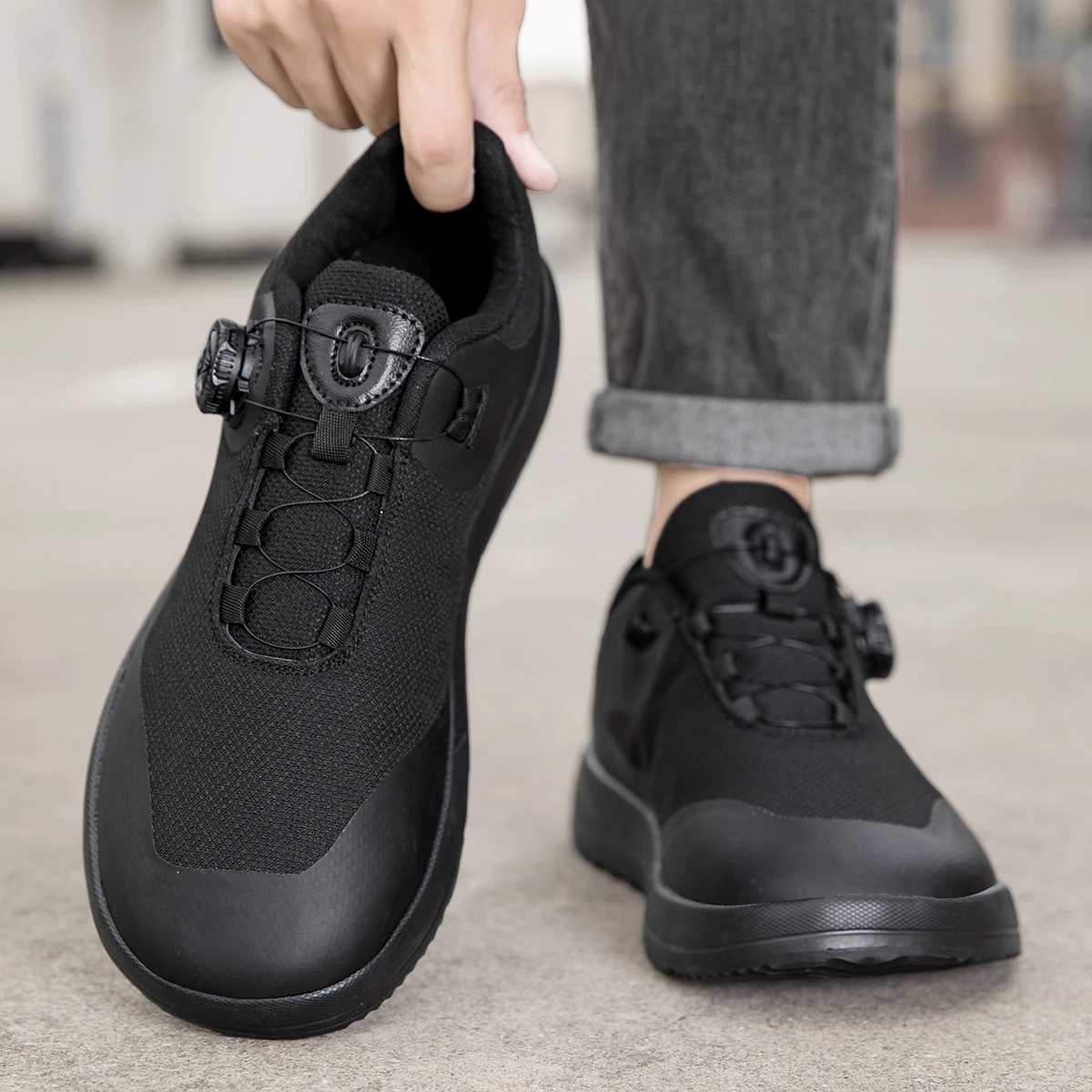 Sneakers Herren Schuhe Breite Barfußschuhe für Herren Leichte minimalistische Freizeitschuhe Atmungsaktive schwarze Walking Athletic Gym Schuhe Schwarz