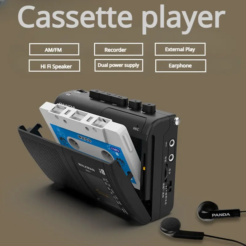 Tragbares AM/FM-Radio im Retro-Stil mit Kassettenspieler, Walkman und Lautsprecher, Unterstützt 3,5mm Kopfhöreranschluss Image