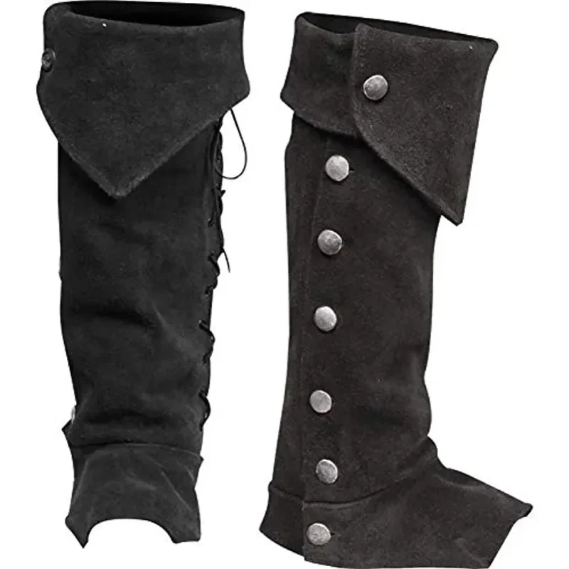 Mittelalterliche Gothic Punk Beinrüstung Wikinger Krieger Ritter Verband Stiefel Fall Männer Frauen Cosplay Schuhe Abdeckung Retro Fußschutz