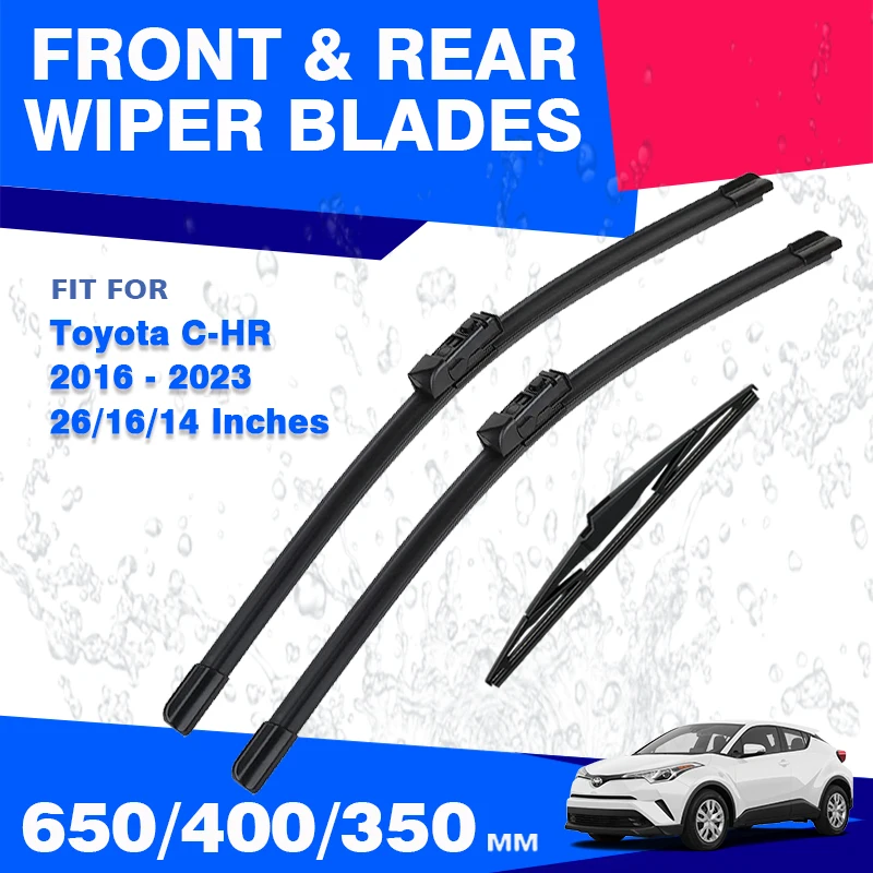 Vordere hintere Wischer blätter für Toyota C-HR chr 2016-2023 c h Hybrid Windschutz scheibe Windschutz scheibe Fenster bürsten Gummi 26 "16" 14" Image