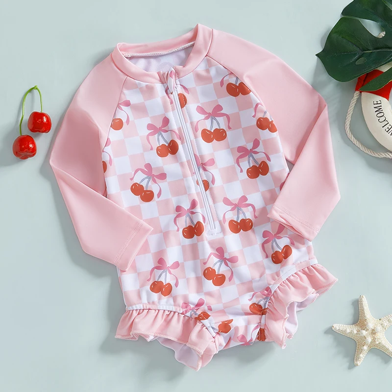 Einteiliger Badeanzug mit Kirschdruck für Babys, Badebekleidung für Kleinkinder, bequemer Baby-Pool-Anzug aus weichem Stoff, süßes Kirsch-Design