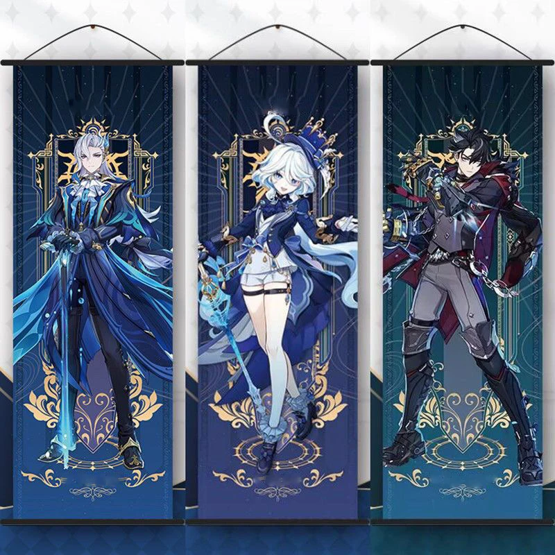 Hot Game Impact Scroll Leinwand Cosplay Cartoon Heros Wandbehang Poster Halloween Weihnachten Dekor Fans Sammlung Studenten Geschenke Image