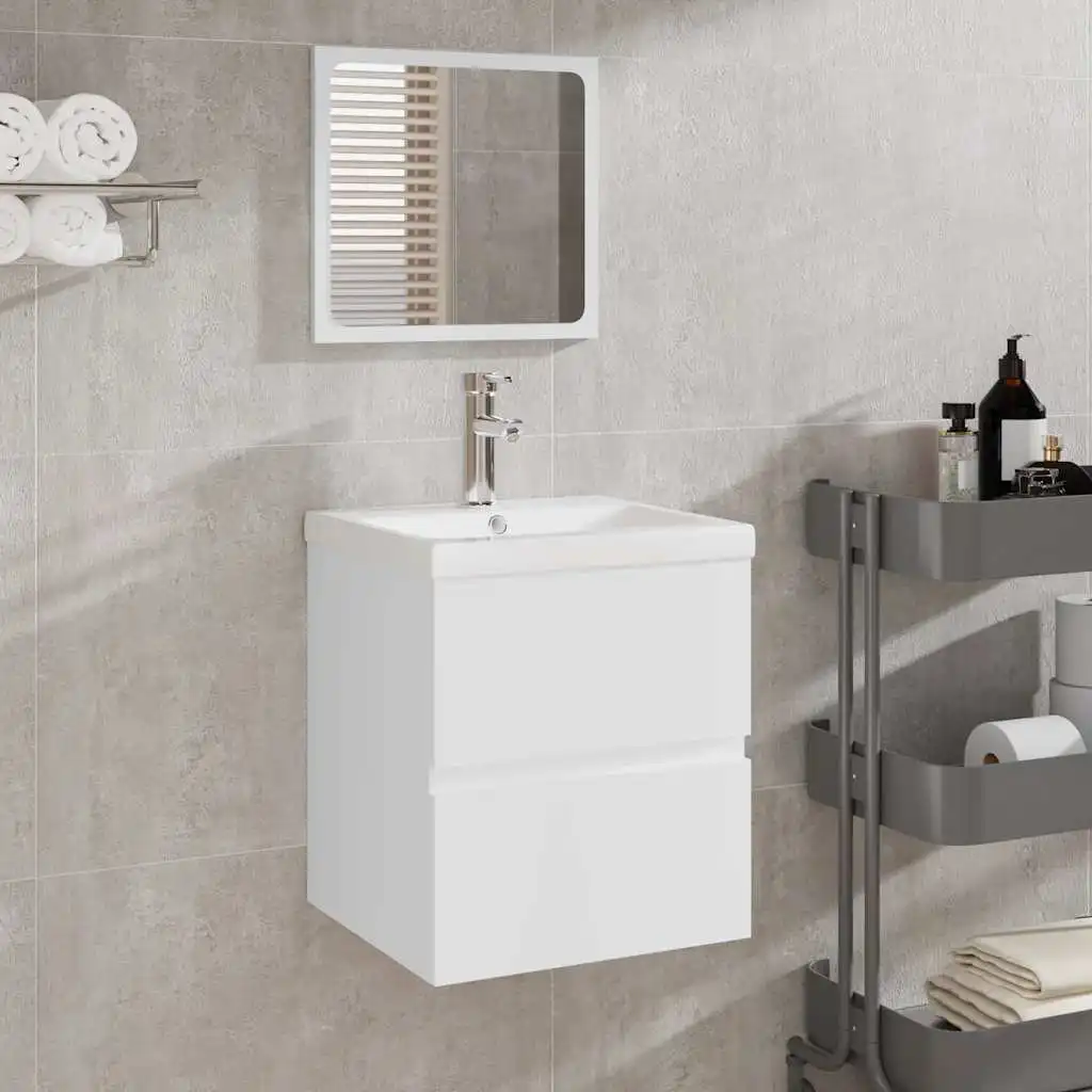 Badezimmerschrank mit Spiegel aus weißem Holzwerkstoff Modernes Design Stilvoller Badezimmer-Aufbewahrungsschrank Möbelsets Image