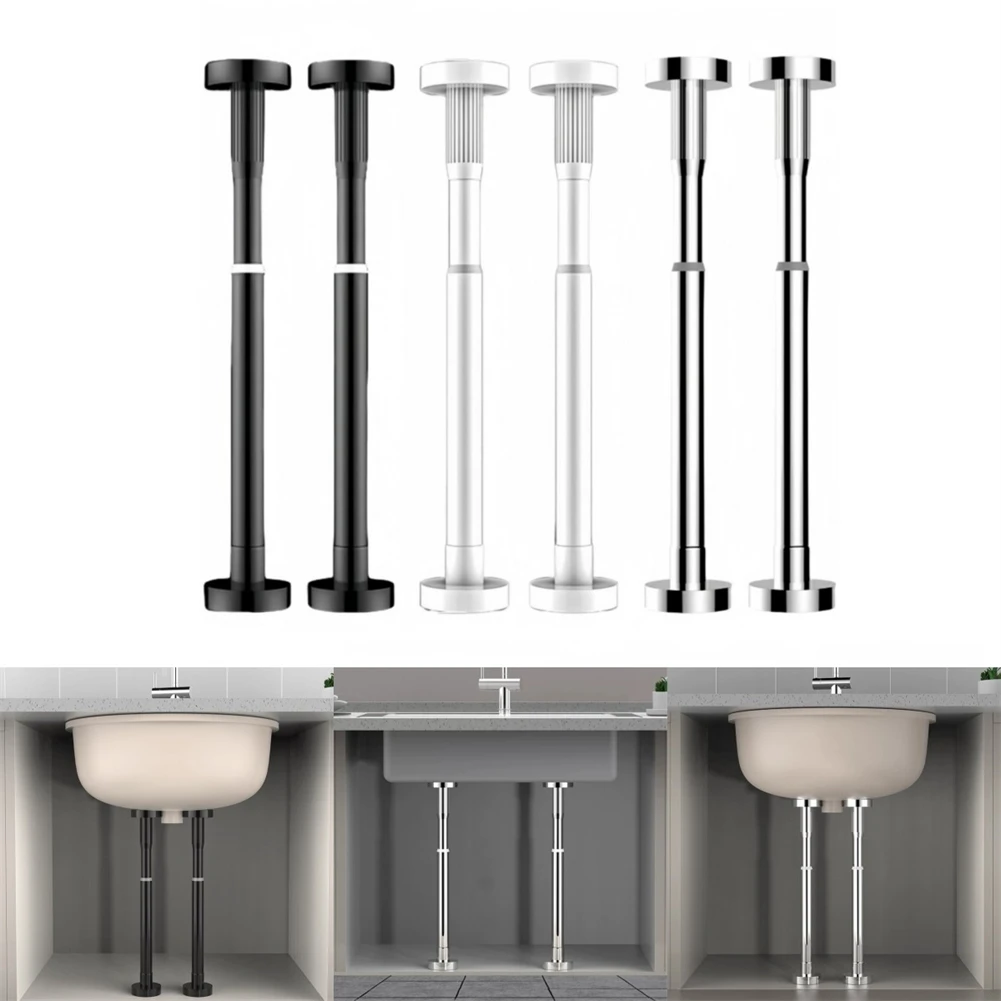 2-teilige Unterschrank-Spülbeckenhalterung, verstellbare Spülbeckenhalterung aus Edelstahl, bohrfreie Installation, Reparaturset für Küche und Badezimmer