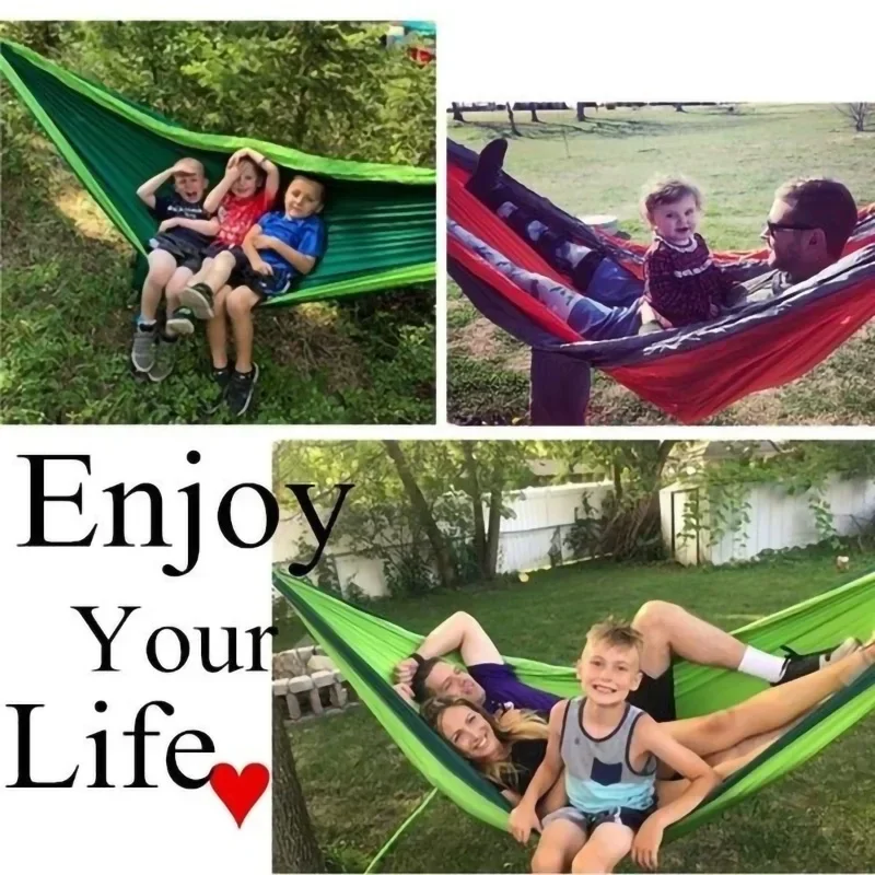 Tragbares Hängebett im Freien, Einzelperson, Camping-Hängematte, Nylon, farblich passende Hängematte, Hängematte, hochfester Fallschirmstoff Image
