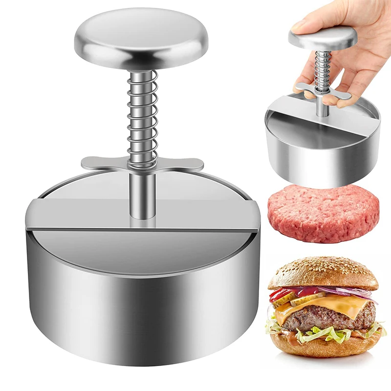 Hamburger Paste tchen hersteller Presse Edelstahl Antihaft runde manuelle Reisbällchen Form Dicke angepasst Küche Rindfleisch Grill Werkzeuge Image