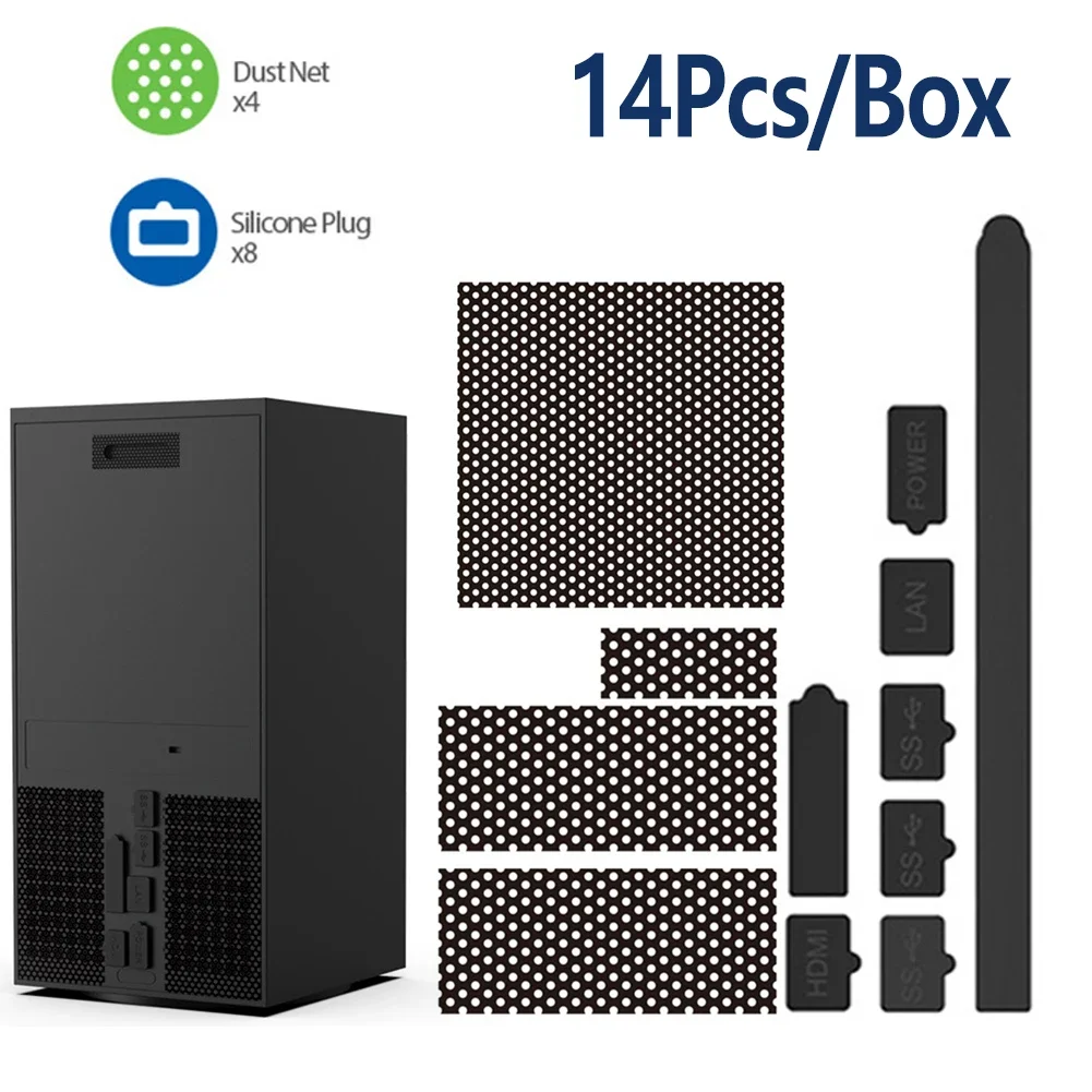 14Pcs Staub Stecker für Xbox Serie X Konsole Staub Proof Mesh Filter Jack Stopper Kit Silikon Staubdicht Stecker spiel Zubehör Image
