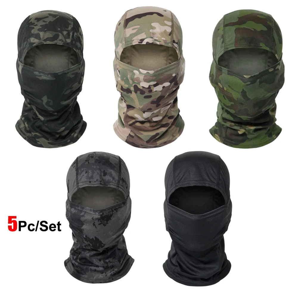 5 Teile/satz Camouflage Balaclava Hut Radfahren Volle Gesicht Maske Multi Funktionale Schal Kopftuch Motorrad Fahrrad Skifahren Helm Futter Image