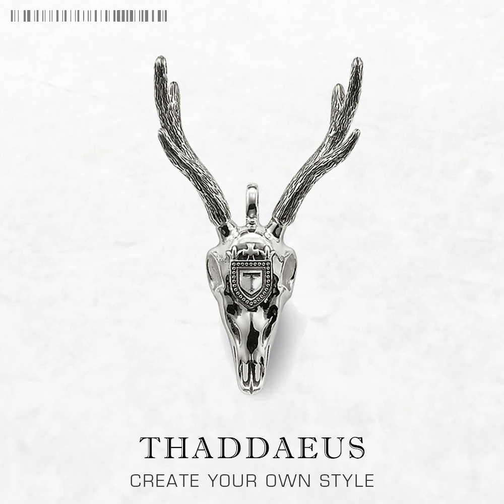 Anhänger Deer Antlers Marke Punk Mode Schmuck Europa Rebel Straße 925 Sterling Silber Zubehör Geschenk Für Männer