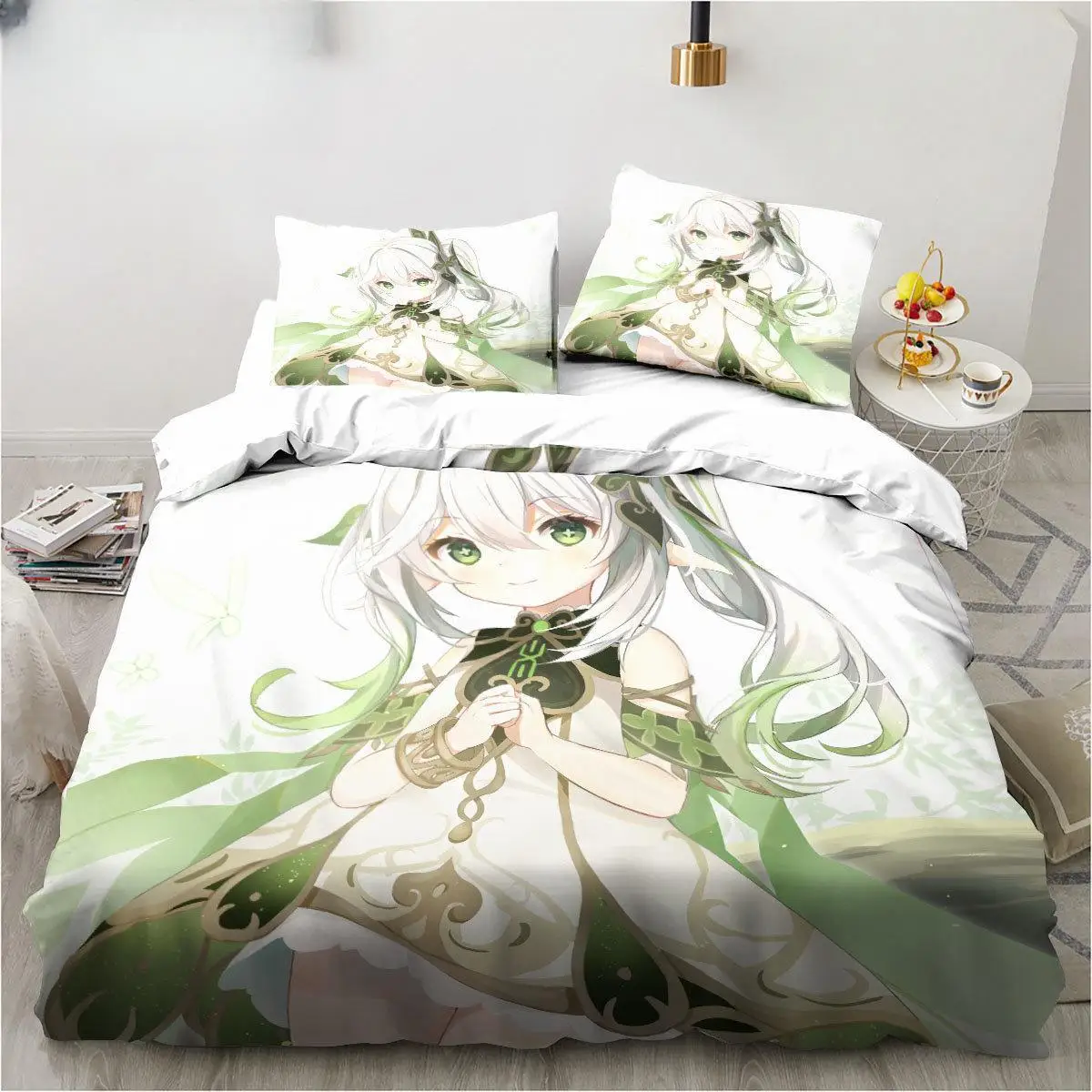 Neues Genshin Impact Nahida Kawaii Cute Cartoon Nahida King Twin Double Kinderbettwäsche-Set aus Mikrofaser oder Polyester Image