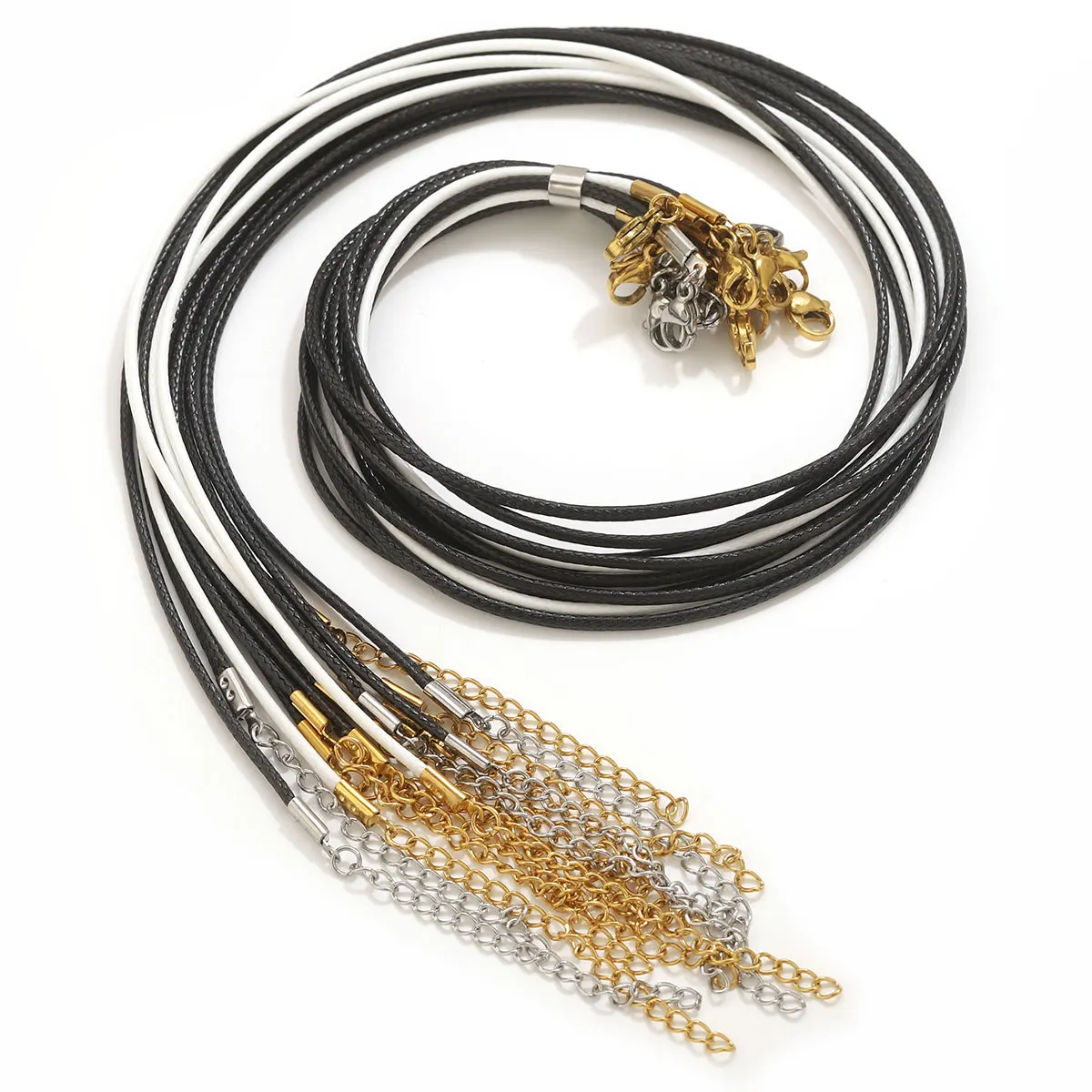 5 stücke Lederband Halskette Mit Edelstahl Verschluss Schmuck Halskette Koreanische Gewachste Seil Faden Für Schmuck Machen Zubehör Image
