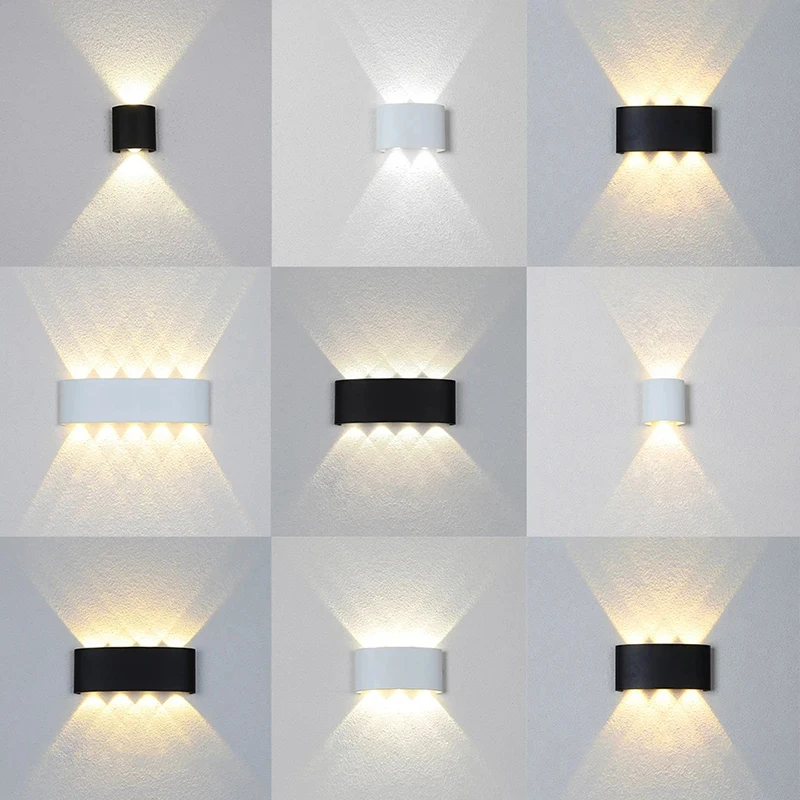 LED-Wandleuchte AC110-265 IP65, wasserdichte Aluminium-Wandleuchte für den Außenbereich, nach oben und unten leuchtende Beleuchtung, für den Innenbereich, Treppen, Garten, Wandleuchte