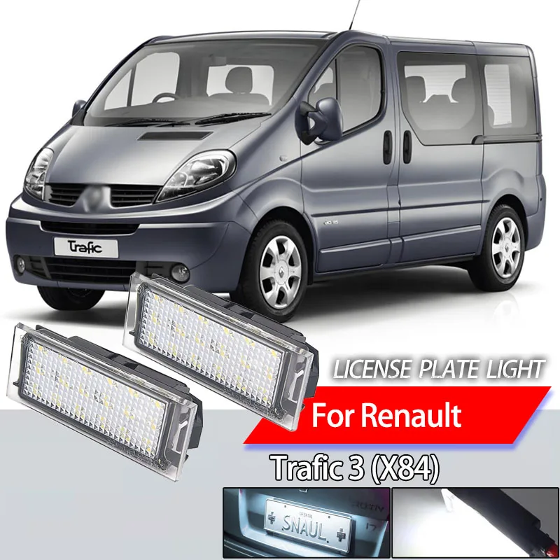 2Pcs Auto Led Signal Anzahl Kennzeichen Licht Canbus Fehler Kostenloser Für Renault Trafic 3 (X84) 2014 2015 2016 2017 2018 2019 2020- Image