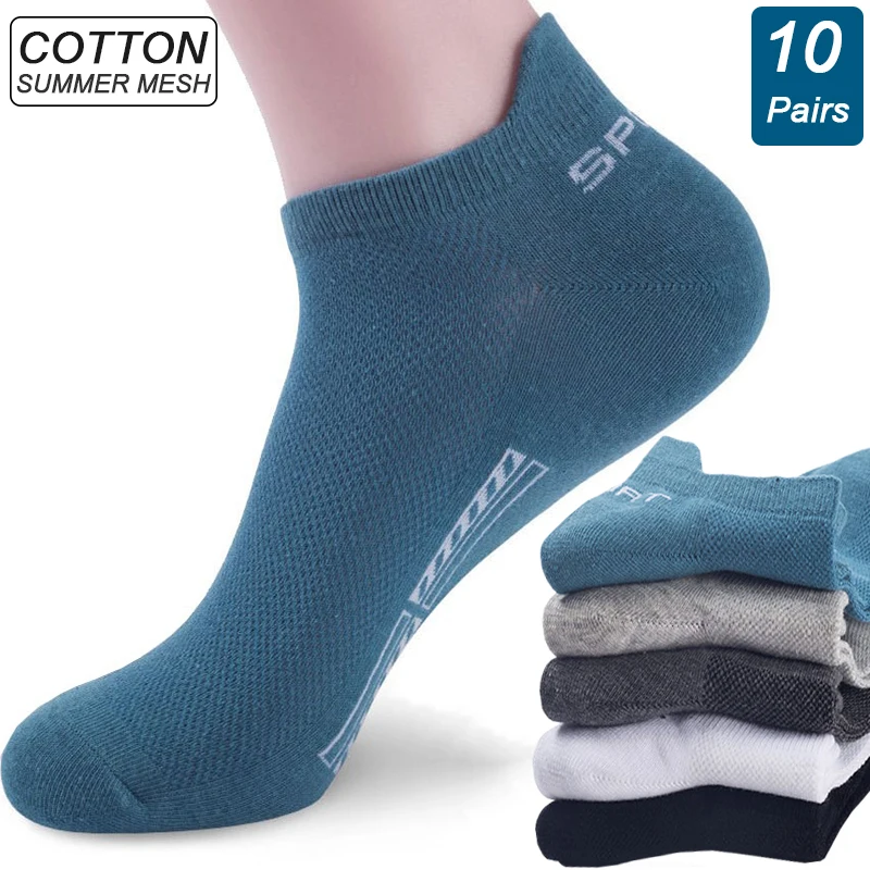 10Pairs Hohe Qualität Männer Ankle Socken Atmungsaktive Baumwolle Sport Socken Mesh Casual Sportlich Sommer Dünnen Schnitt Kurze Sokken Größe 38-48