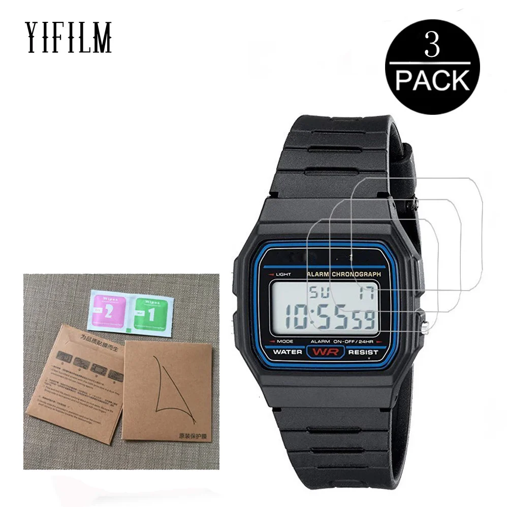 3 Stück Anti-Schock-Smartwatch-LCD-Schutzfolie für Herren Classic F91W-1 W-217 F-105W Nano explosionsgeschützter Displayschutz Image