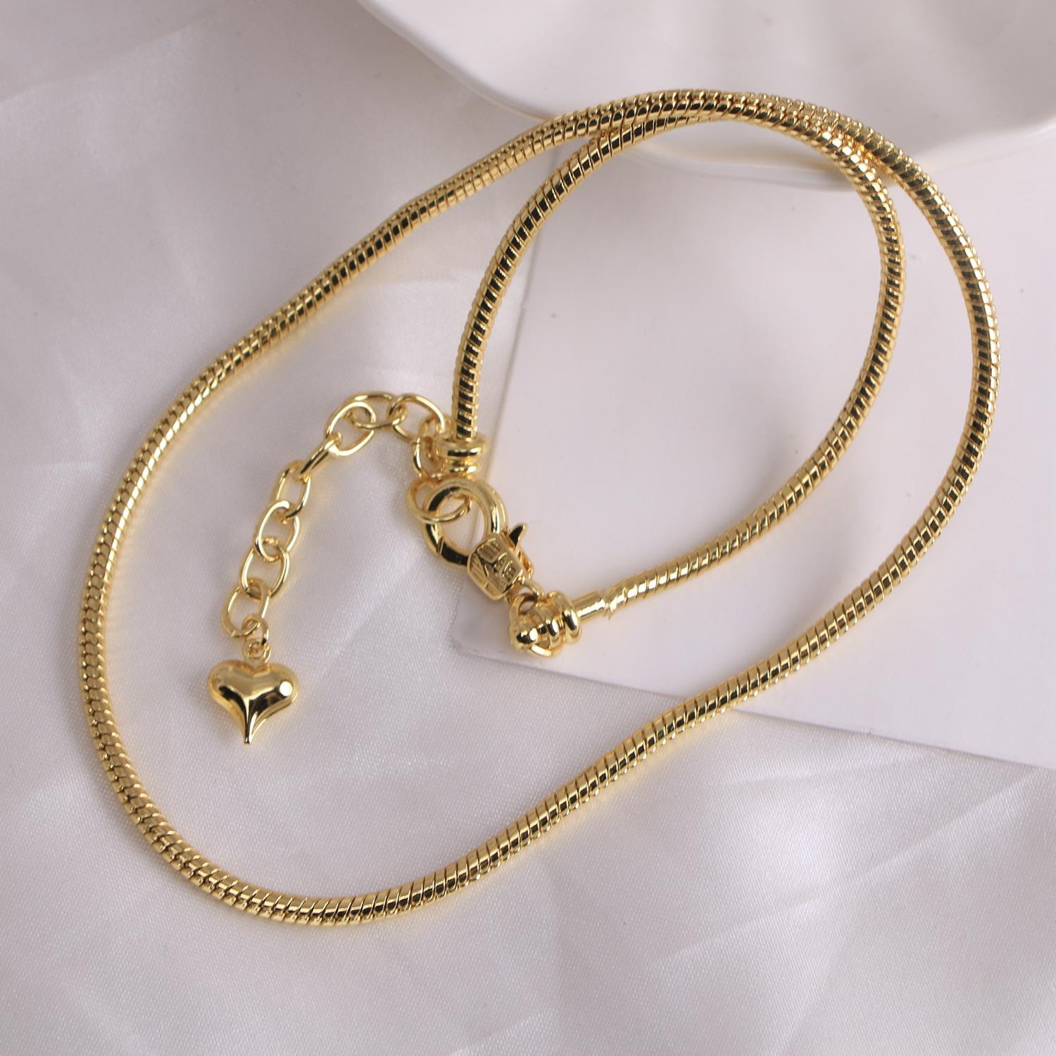 2 pezzi, collana a catena a serpente placcata in oro giallo 18k, oro giallo, catena color argento, collana in oro, componenti per collana a catena a s
