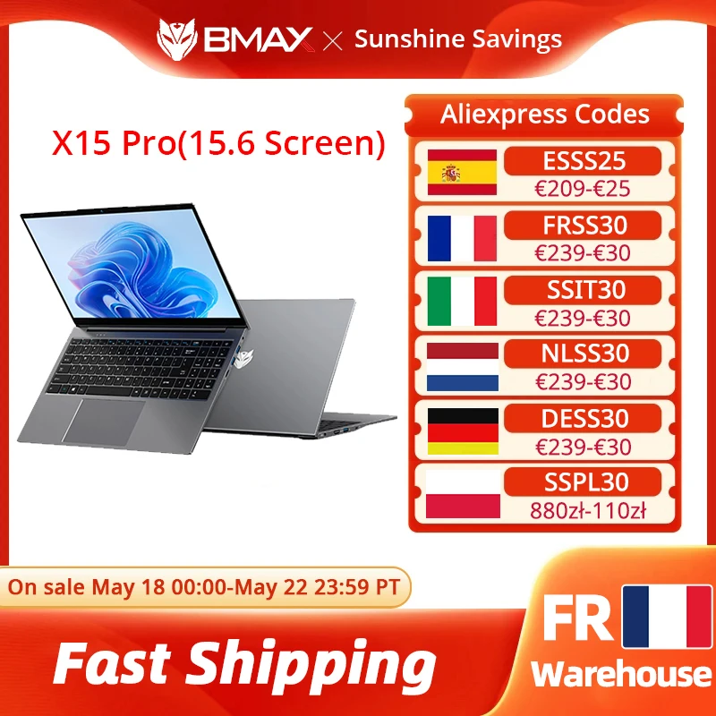 Bmax X15 Pro 15,6 Zoll 16GB RAM 512GB SSD Intel 12. Gen N100 Prozessor Windows 11 Notebook 1920*1080 HDMI WLAN USB PC Laptop Image