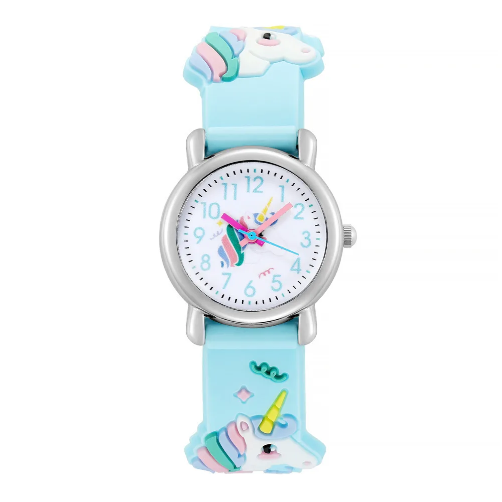 Niedliche Einhorn-Muster-Kinder-Cartoon-Uhr, Silikon-Kinderuhr, Jungen und Mädchen, niedliche Cartoon-Quarzuhr