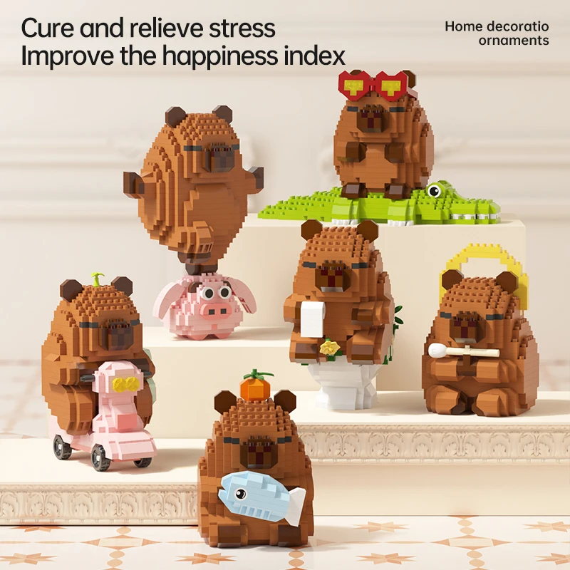 NEUES Kreatives Capybara-Bausteinset - Niedliches Wasserschwein DIY-Modell | Lustiges STEM-Spielzeug für Kinder und Erwachsene, ideale Geburtstagsgeschenke Image
