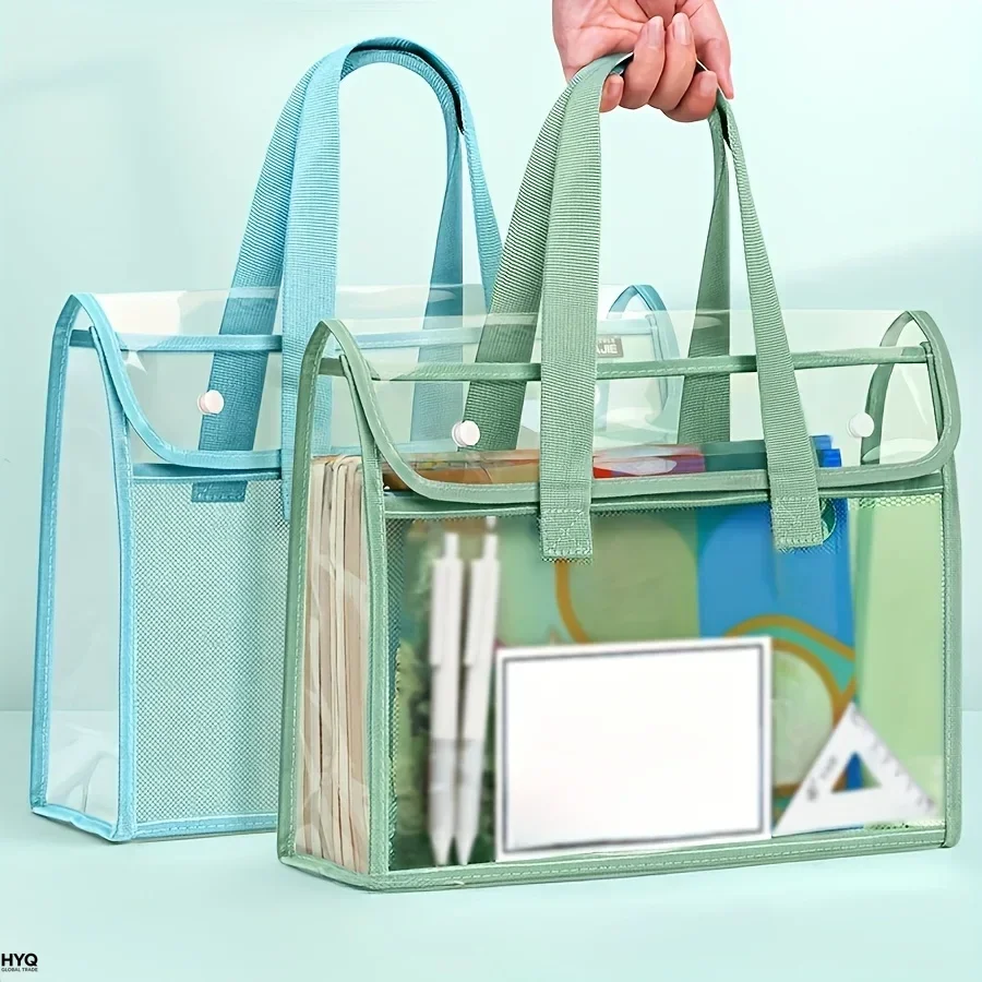 Transparente Tragetasche für Schulaufgaben, Wasserdichter PVC-Dokumentenorganizer mit Griff für Schüler, zur Aufbewahrung von Schreibwaren und Büchern Image