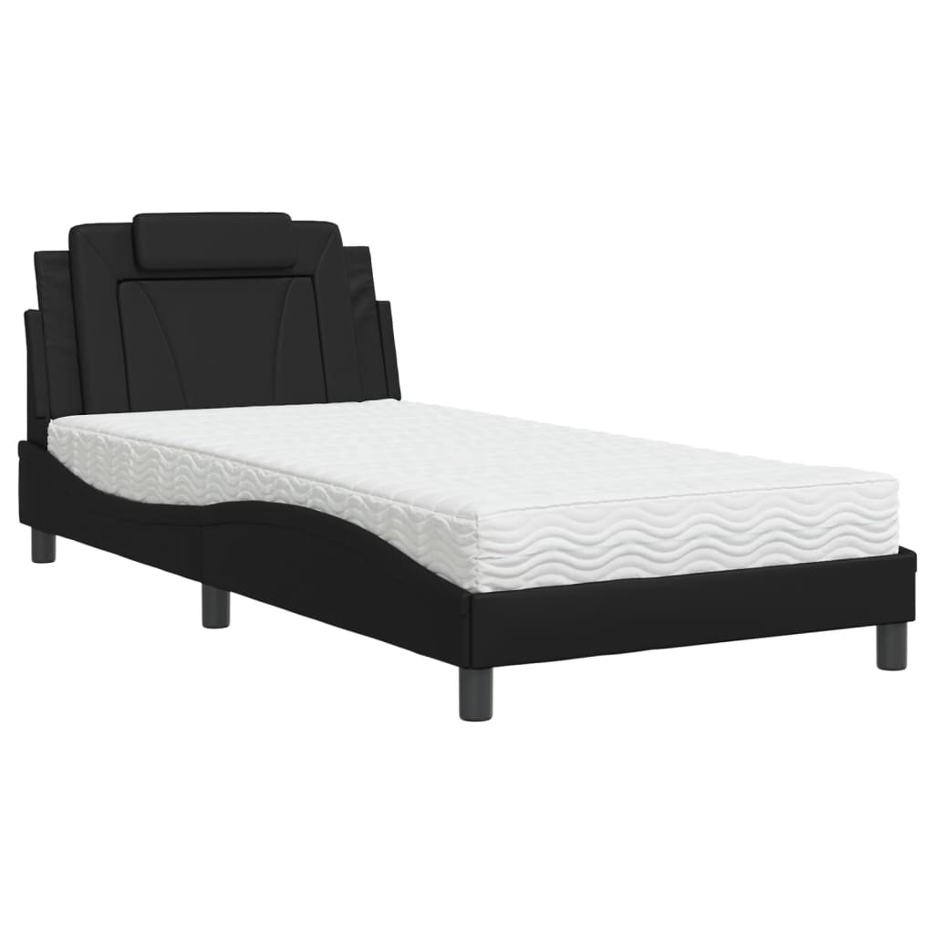 vidaXL Bett "Viana" mit Matratze Schwarz 100x200 cm Kunstleder Image