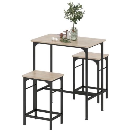 Set Tavolo Da Bar, Tavolo Da Bar Con Set Di Sgabelli Da Bar, Tavolo Da Pranzo Con 2 Sedie Con Piedini Antiscivolo, Tavolo Da Cucina Per Sala Da Pranzo, Cucina, Legno Naturale, In Loco