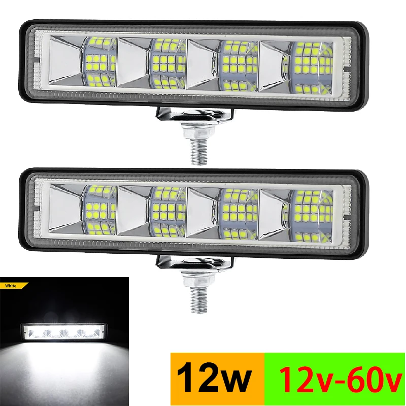 12W 12V-60V Auto-Arbeitsscheinwerfer LED-Leiste 1/2 Stück für Offroad-SUV, ATV, Traktor, Boot, LKW, Bagger, LED-Kombinationsstrahl, 24-LED-Spot-Strahlleiste