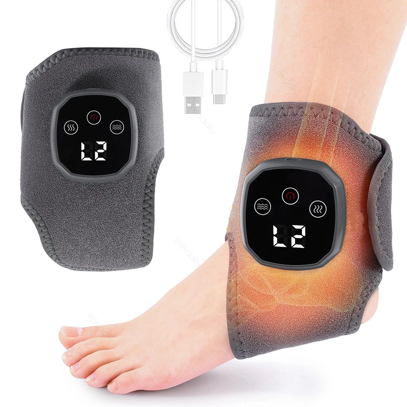 2026 Kabelloser Knöchelmassager mit Wärmefunktion, beheizbares Knöchel- und Fußheizkissen, beheizte Bandage, Wärmer für Handgelenk und Sehnenscheidenentzündung, Vibrationsmassage zur Entspannung Image