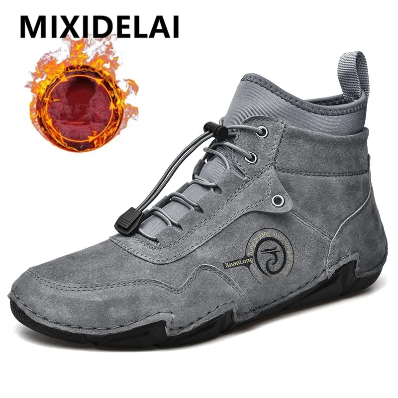 Große Größe Winter herren Stiefel Warm Halten männer Echte Leder Schnee Stiefel Weiche Sohle Bequeme männer Stiefeletten outdoor Männer Schuhe