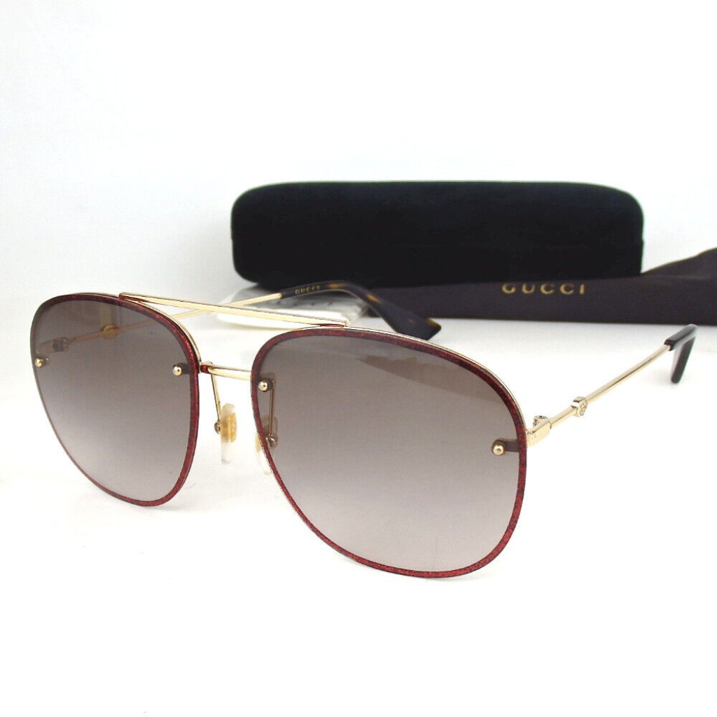 Gucci Accessories | Authentic Gucci Bee Lame 6216-145 Sunglasses Plastic/Metal [Used] | Color: Gold/Red | Size: Os