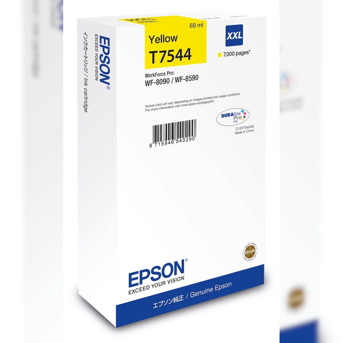 Epson T7544 - 69 ml - Größe XXL - Gelb - original - Tintenpatrone - für WorkForce Pro WF-8090, WF-8590 (C13T75444N) Image