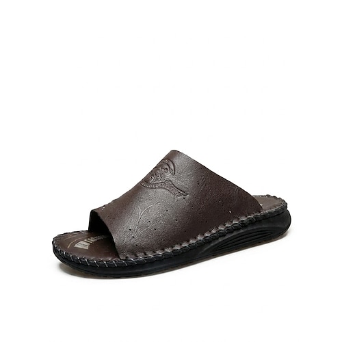 Braune Herren-Sandalen mit offener Zehenpartie, weiche und bequeme Sommersandalen für Herren, ideal für Resort Pool, Strandurlaub und Freizeit. Image
