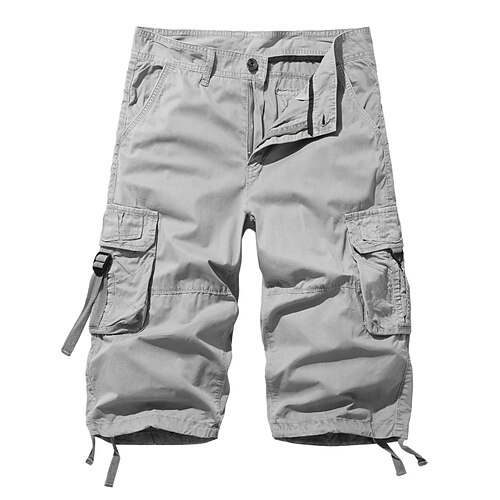 Herren Cargohose Cargohosen Cargo-Shorts Shorts Freizeitshorts Mehrere Taschen Klappentasche Einfach tragbar Atmungsaktiv Knielang Outdoor Streetwear Alltagskleidung Mode Streetwear Blau Khaki Image