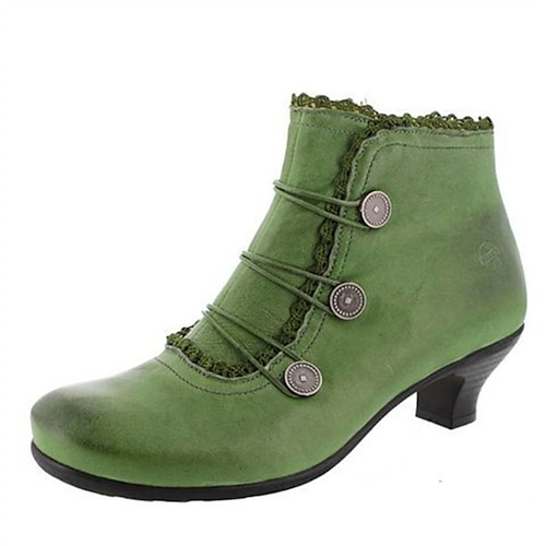Damen Stiefel Knopfstiefel Übergrössen Stiefeletten Täglich Feste Farbe Stiefeletten Stiefeletten Blockabsatz Runde Zehe Elegant Vintage Modisch Kunstleder Schnalle Schwarz Rosa Marinenblau Image