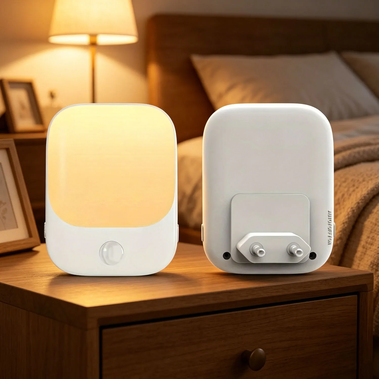 Bewegungssensor LED-Nachtlicht mit EU-Steckdose, 3 Modi (EIN/AUTO/AUS) und 5 Helligkeitsstufen, Dimmbar für Schlafzimmer
