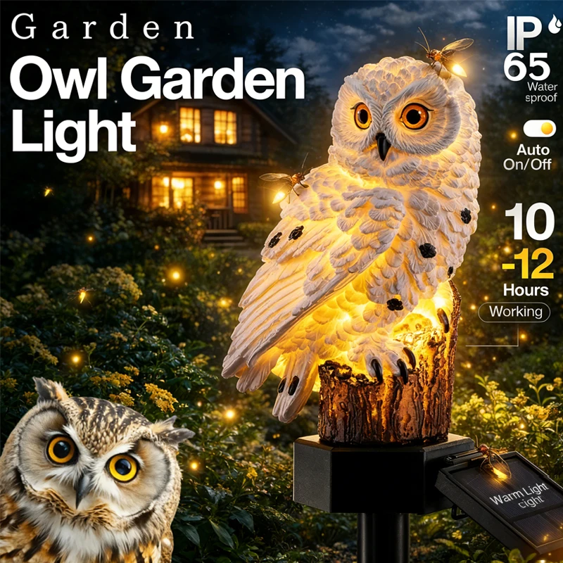 Solar-Eulen-Bodenleuchte LED Außenhoflampe Gartenleuchte Wasserdichte Pfahlleuchte Wegbeleuchtung Solar-Terrassen-Bodenlaterne