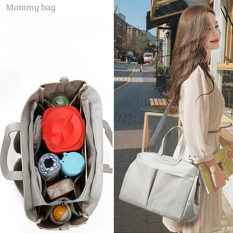 Multifunktionale isolierte Wickeltasche, modische Umstandstasche mit Thermofach, große Kapazität, solide Babytasche für Reisen Image